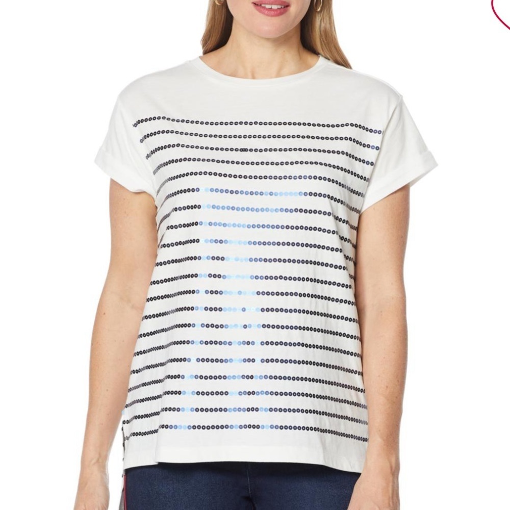 DG2 by Diane Gilman Sequin‎ Striped Tee